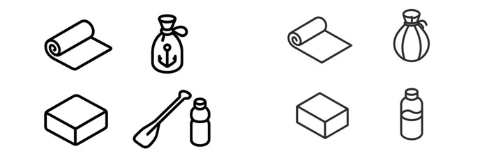 Icons representing various storage items and containers used in activities and crafts at a workshop setting in the afternoon