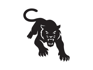 Obraz premium Angry tiger silhouette, Angry tiger running, Tiger silhouette vector illustration 