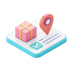 Package delivery tracking isolated on transparent background