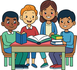Diverse Student Group Vector Illustration Multicultural Education Teamwork and Friendship Concept Design