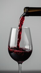 Red wine pouring into a glass with elegance.