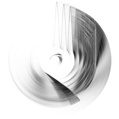 Abstract monochrome striped propeller with wavy and zigzag blades on a white background. Icon, logo, symbol, sign. 3D rendering. 3D illustration.