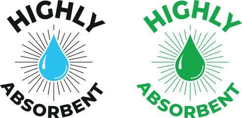 Set of highly absorbent rubber stamp vector badges – sticker icons for diaper, hygiene, sanitary pad, and packaging label design, suitable for business branding use. © gd-house