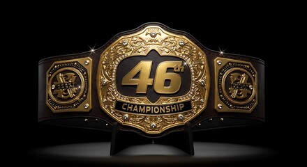 Champion's Belt: A close-up shot of a meticulously crafted championship belt, embodying prestige, victory and triumph. The regal design and details