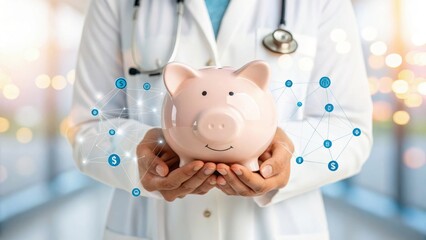 close up of a female hand holding a piggybank