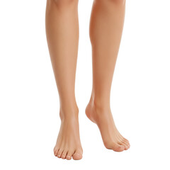 Close-up view of bare legs and feet isolated on transparent background. Beauty and health concept