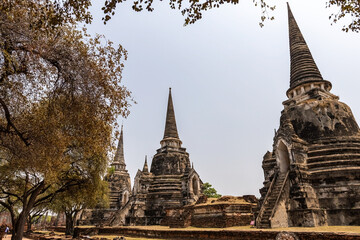 Obraz premium Ancient buddhist sputas in the old Thai capital Ayutthaya in Thailand