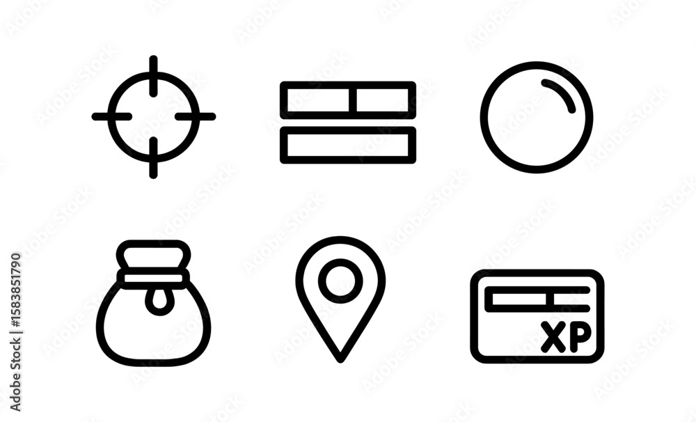 Poster minimalist dark icons set with modern linear design for ui and ux applications