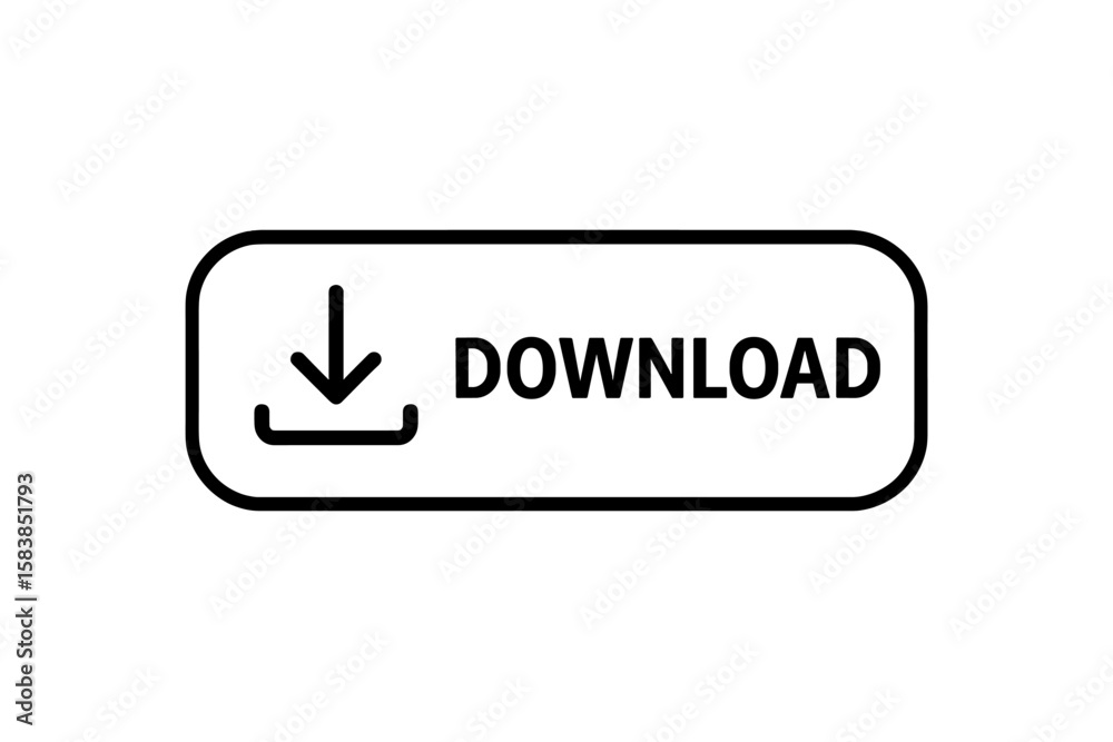 Aufkleber download button vector icon. minimalist web ui design element. outline arrow symbol for download act