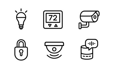 Smart home technology icons for security and automation