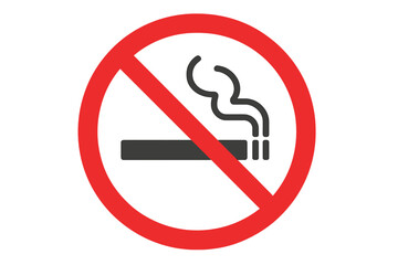 No Smoking Sign Vector Illustration, Transparent PNG, Prohibition Symbol, Anti-Smoking Icon, Red Circle with Slash, Smoking Ban, Public Health Warning, No Tobacco, Smoke-Free Zone Graphic