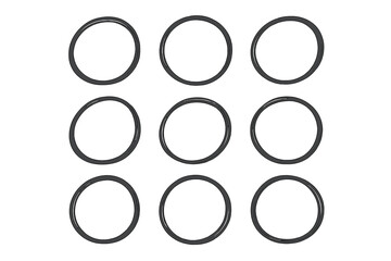 Set of Nine Hand Drawn Circles, Pen and Brush Stroke Circular Shapes, Isolated Vector Elements, Transparent Background, Artistic Outline, Sketchy Ink Circles for Design, PNG and Vector Clipart