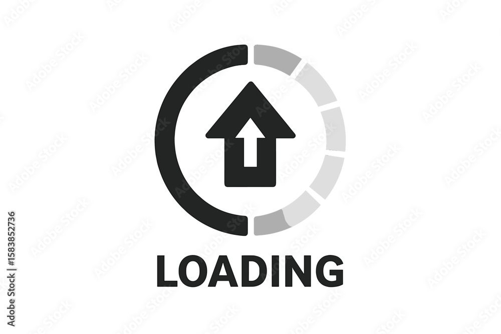 Poster loading progress icon, system update arrow symbol, upgrade application progress, modern circular loa