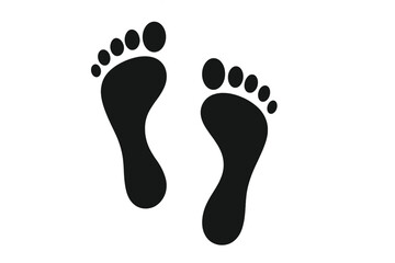 Realistic Human Footprints Silhouette Vector, Barefoot Steps, Black Footprint Icon, Transparent Isolated Clipart, Walking Path Symbol, Minimalist Foot Imprint, Editable PNG Illustration