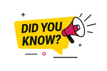 Did You Know Banner Vector, Modern Megaphone Label, Web Announcement Design, Business Marketing Loudspeaker, Advertising Promotion Tag, Life Hacks Blog Element, Attention Grabbing Notice