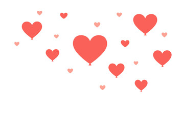 Valentine's Day background with red heart balloons floating. Romantic celebration design element. Love and romance concept for greeting card, invitation or banner. Vector.