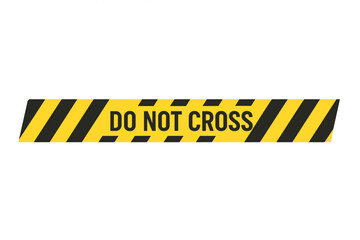 Yellow Black Diagonal Striped Do Not Cross Tape Vector. Caution Warning Barrier. Police Line, Hazard, Danger Area Symbol. Isolated Transparent Construction Site Safety Ribbon Template.
