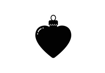 Obraz premium A black heart shaped christmas ornament with a loop on top isolated on white background