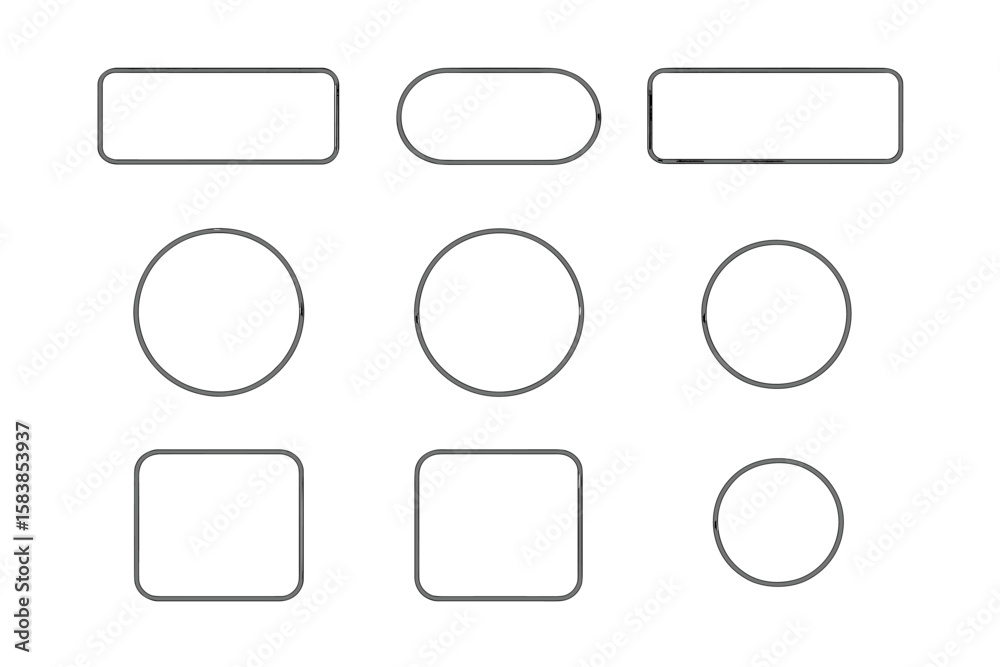 Aufkleber modern ui button set with rounded and rectangular shapes, blank outlines for web and app design, tra