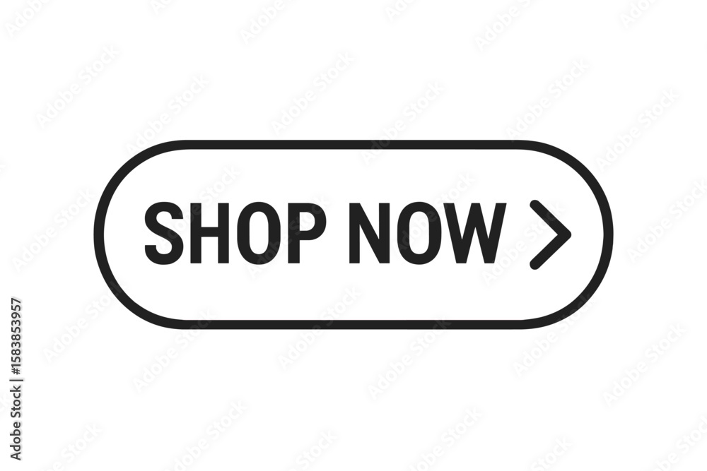 Poster modern shop now button vector icon. e-commerce web ui call-to-action. minimal outline design. shoppi
