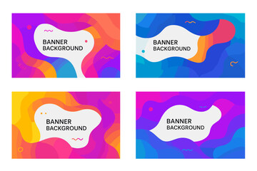 Set of Abstract Modern Banner Backgrounds, Colorful Vector Illustrations, Vibrant Poster and Brochure Designs, Transparent PNG and Editable Vector Files, Fluid Shapes and Gradient Layers