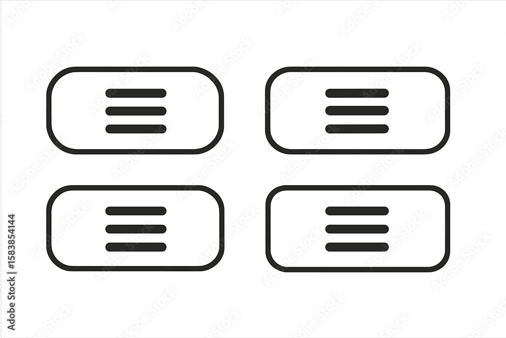 Aufkleber modern black hamburger menu button icons set for web and mobile ui navigation, minimalist rounded re