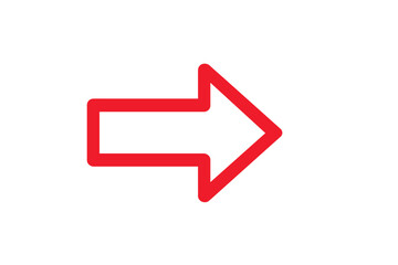 Bold Red Outline Right Arrow Symbol. Forward Direction Pointer. Navigation, Progress, Growth, Success Concept. Transparent Vector Icon for Web, Signage, Interface. Modern Directional Design Element