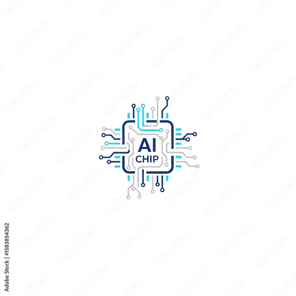 Fototapete artificial intelligence chip circuit board design image png file isolated on transparent background 
