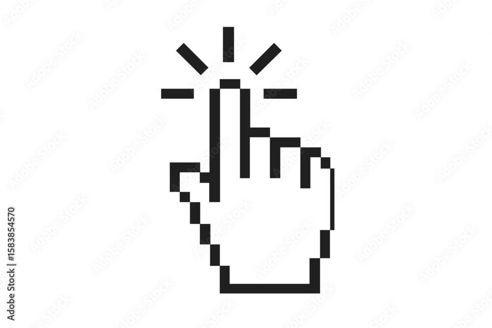 Aufkleber click cursor icon. computer mouse pointer. hand pointer symbol. clicking finger. pixel cursor illust
