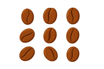 Set of Coffee Beans Vector Illustration, Transparent PNG, Realistic Brown Coffee Bean Graphics for Food and Drink Design