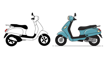 Fototapeta premium Classic scooter artwork showcases a vintage motorcycle style, perfect for transportation concepts, and stylish mobile design applications.