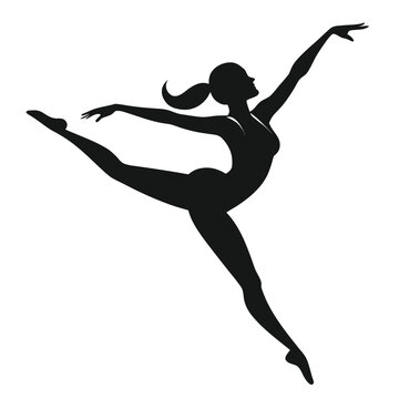 Elegant silhouette of a dancer in mid leap showcasing grace and athleticism in a dynamic pose