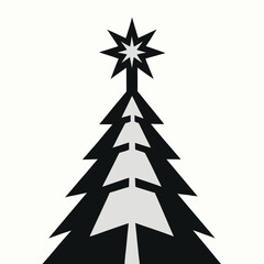 Fototapeta premium Modern geometric christmas tree silhouette with a radiant star topper evoking a minimalist and festive holiday spirit