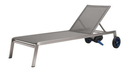 Dual-position chaise lounge with a breathable fabric and wheels for pool deck lounging