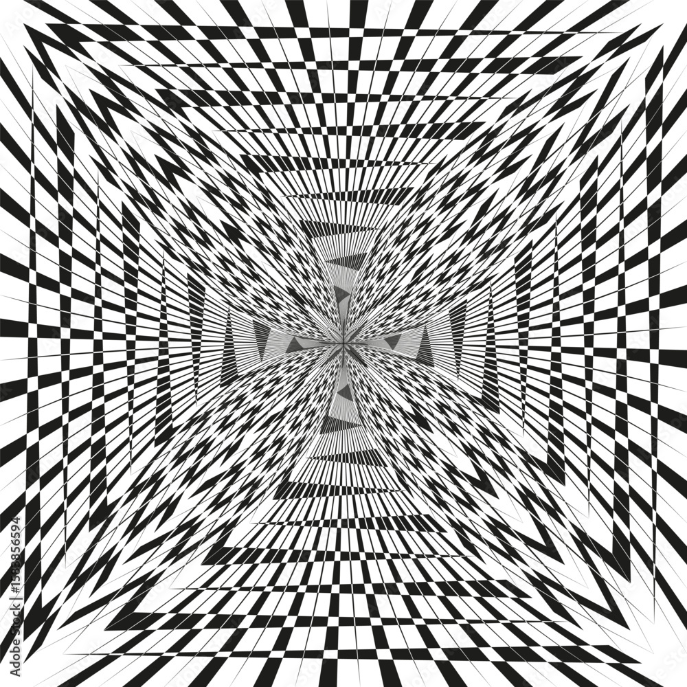 Poster geometric square pattern. abstract grid lines. optical illusion vector. dynamic visual effect.
