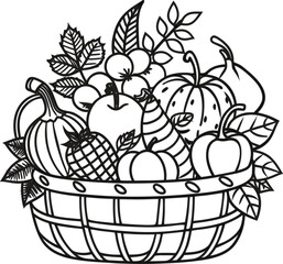 Autumn harvest bounty overflowing basket vector