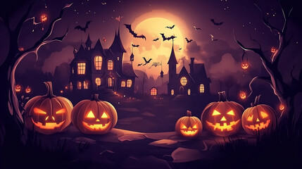 Fototapeta premium Halloween, celebrated on October 31st, is a spooky and fun holiday. People wear costumes, carve pumpkins, and go trick-or-treating. It’s a night full of candy, scary decorations, and haunted fun! 🎃👻