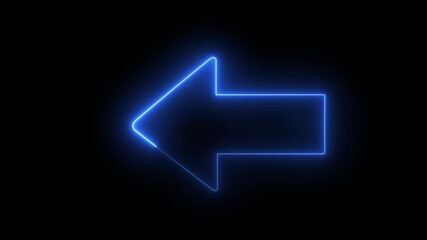 Arrow-shaped neon sign. Neon arrow symbol icon.Glowing neon line arrow with glowing neon animation on neon arrow icon animation background