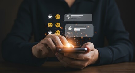  Floating Customer Survey Interface with Emojis