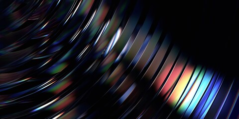Abstract 3d render, glass shape with neon reflections, 3d render