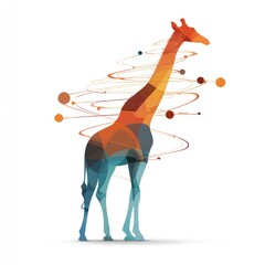 Abstract giraffe design, colorful geometric style