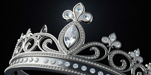 Obraz premium Close up view of a beautiful shining silver and diamond crown