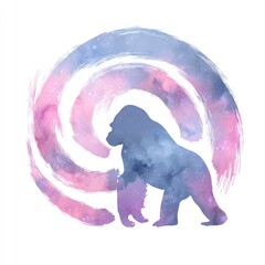Silhouetted gorilla in a swirling nebula