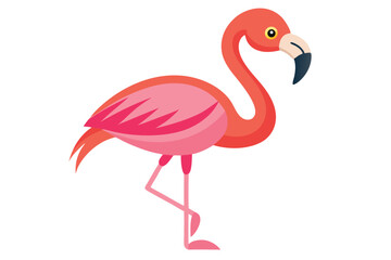Stylized Flamingo Illustration Standing Isolated on a White Background For Design Projects and Creative Visuals
