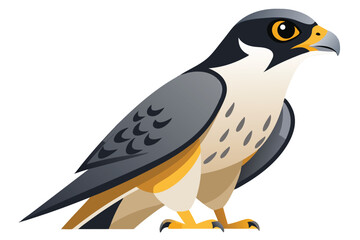 Stylized Peregrine Falcon Illustration Bird of Prey Wildlife Iconography Detailed Feather Markings and Sleek Design