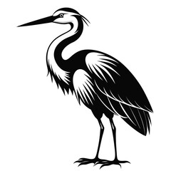Obraz premium Elegant Heron Illustration Striking Black and White Bird Art