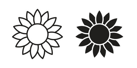 Sunflower icon vector illustration on a transparent background.