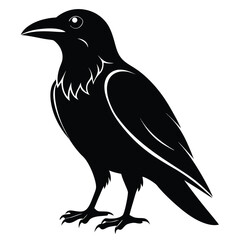 Stylized Black Raven Silhouette Vector Illustration Standalone Bird Profile