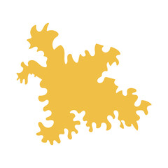   Abstract organic shape with jagged edges in mustard yellow.