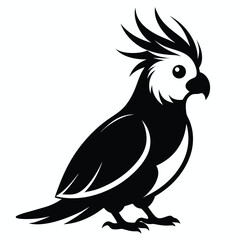 Monochrome Cockatoo Illustration Playful Bird Vector Silhouette Graphic Design Wild Animal